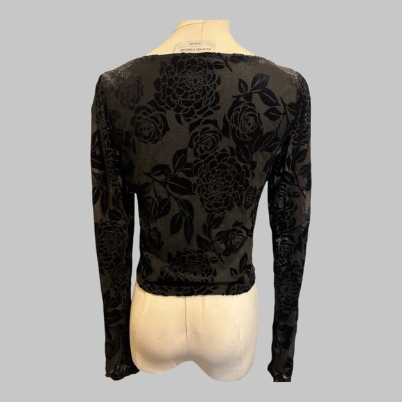 Painted Threads Whimsigoth Fairy Grunge Black Velvet Burnout Top Blouse Size M - Picture 2 of 10
